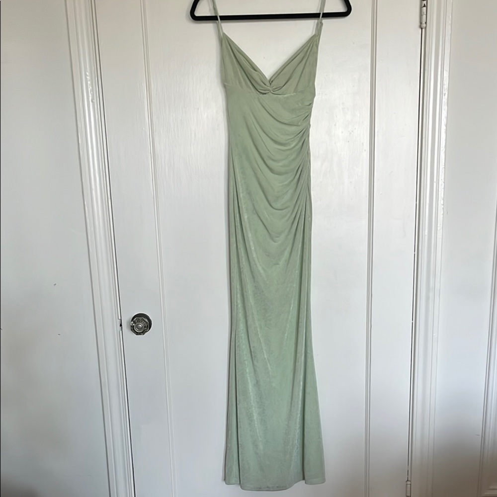 Katie May Green Ruched Maxi Gown